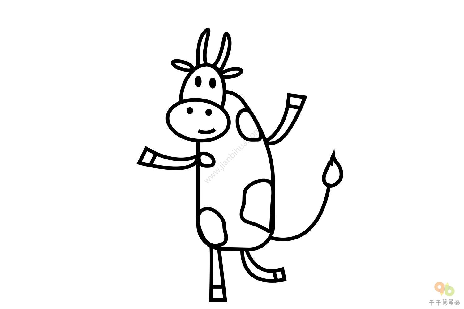 奶牛简笔画图片 彩色_陆地动物