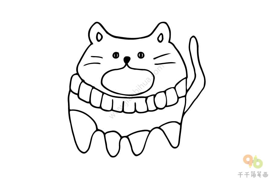 张大嘴的小猫简笔画步骤图