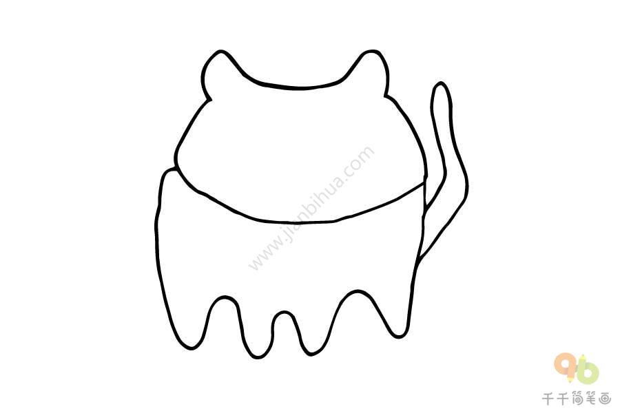 张大嘴的小猫简笔画步骤图
