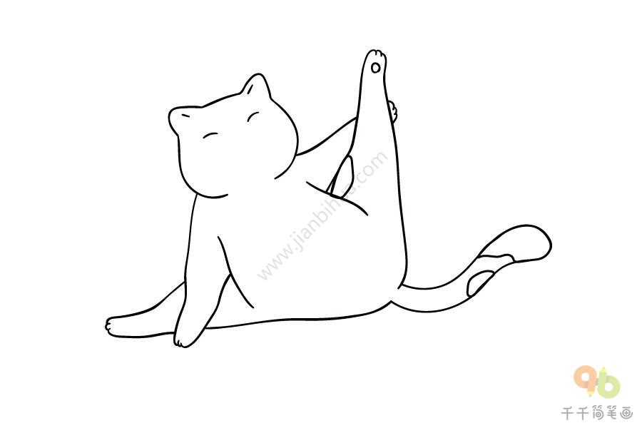 踢腿的猫简笔画步骤图
