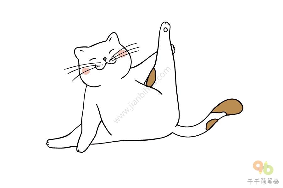 踢腿的猫简笔画步骤图