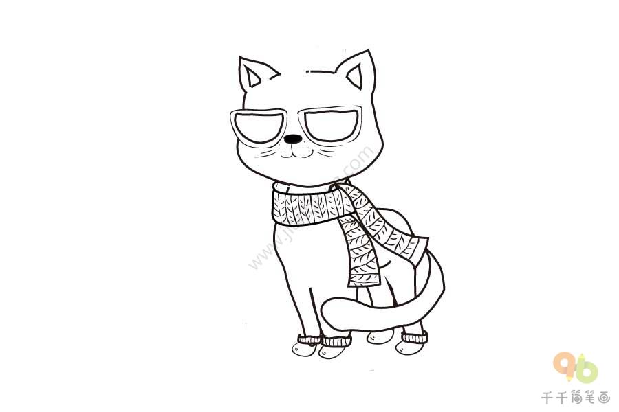 拉风的猫简笔画步骤图