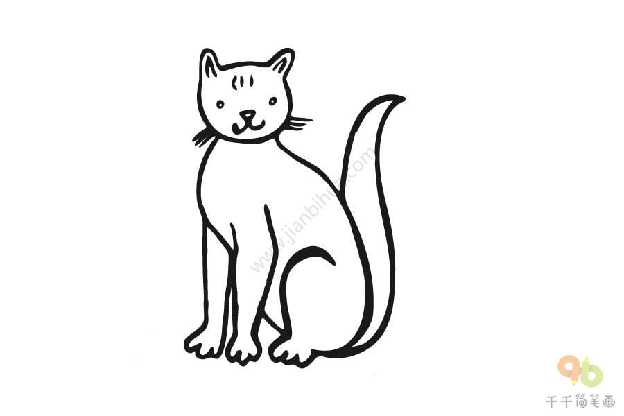 静坐的小猫简笔画步骤教程