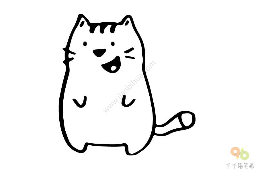 蓝色小猫简笔画步骤教程