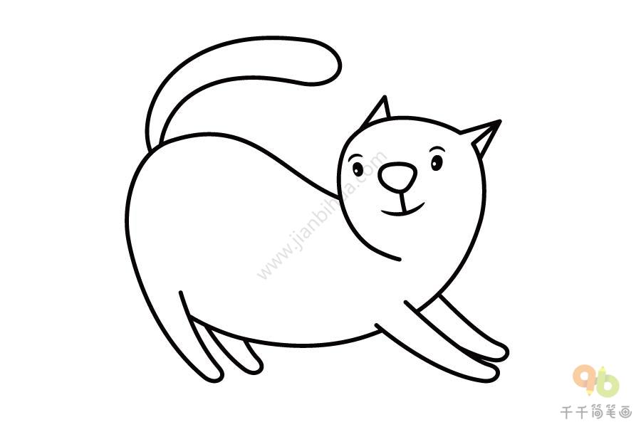 翘尾巴的小猫简笔画步骤图