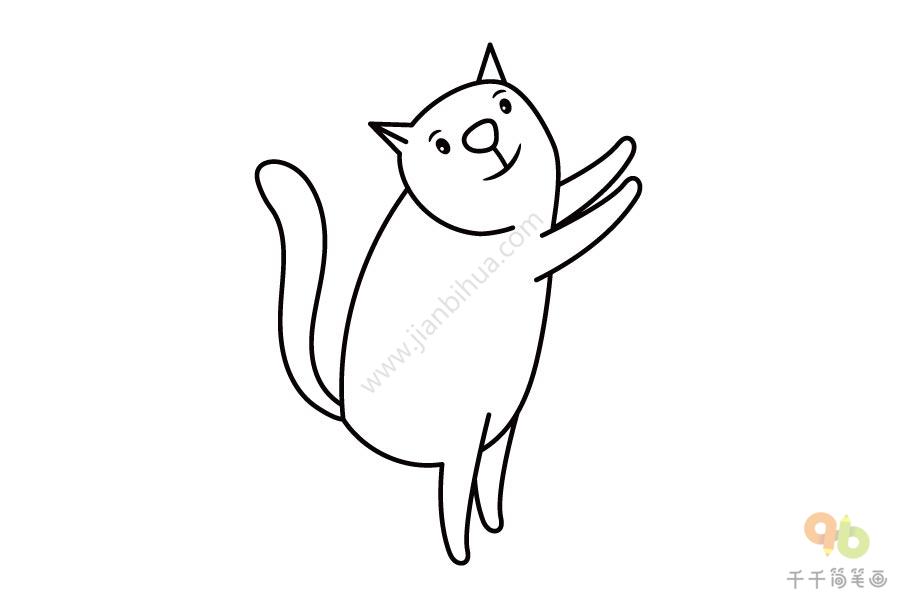 站立的小猫简笔画步骤图