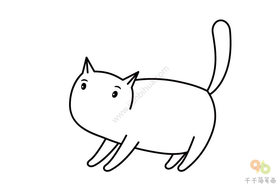 灵动的小猫简笔画步骤图