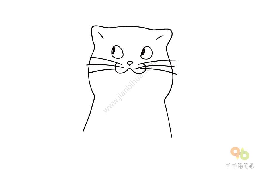 灰色鼻子的小猫简笔画步骤图