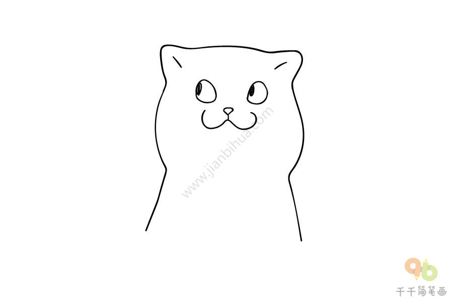 灰色鼻子的小猫简笔画步骤图