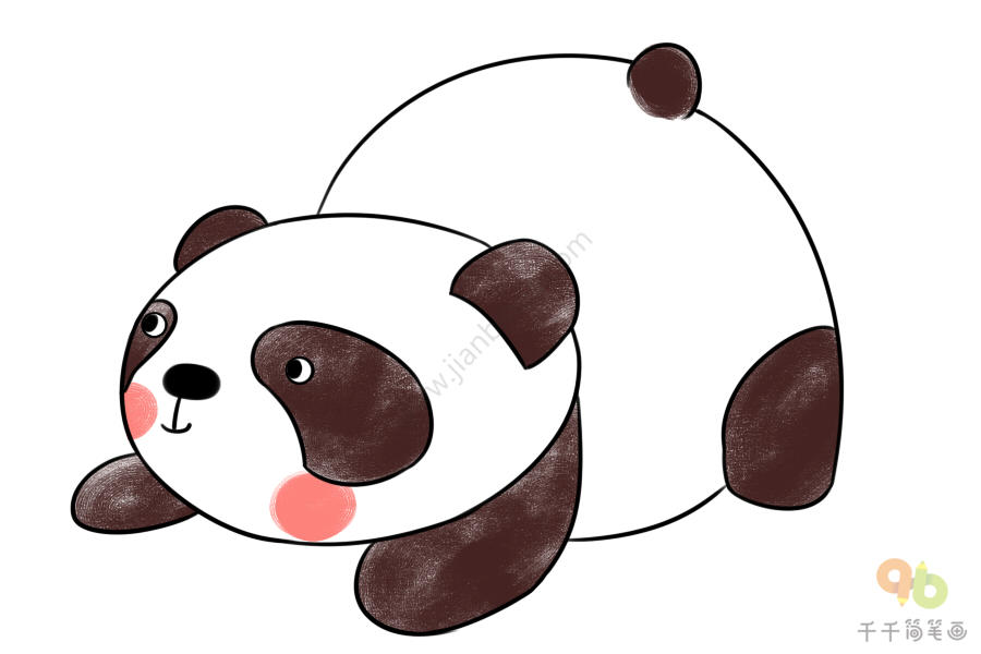 熊猫简笔画趴着图片