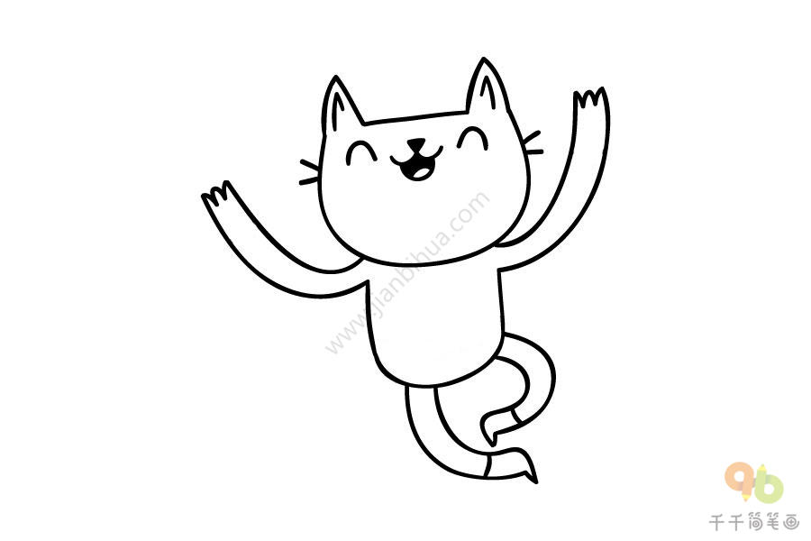 欢舞的小猫简笔画步骤图