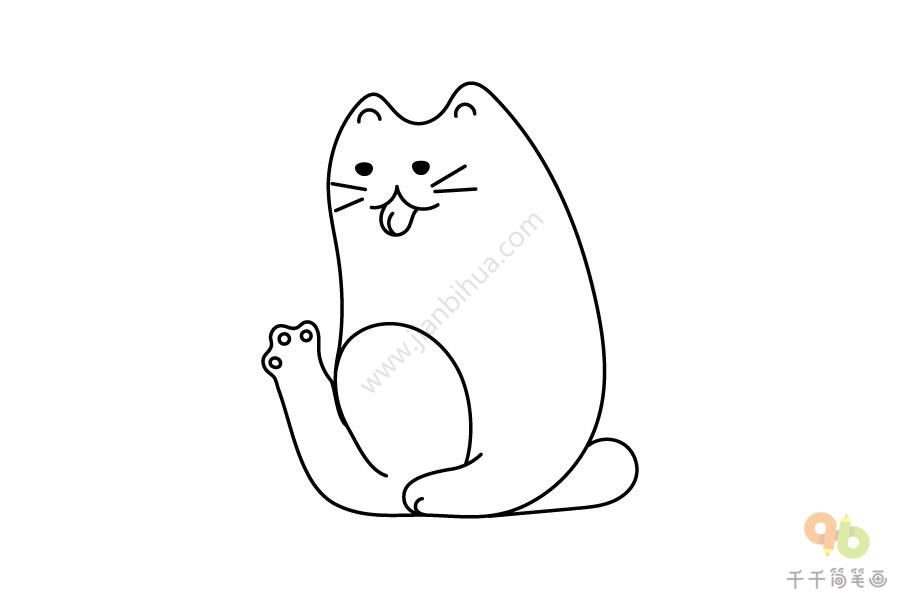 抬脚的小猫简笔画步骤图