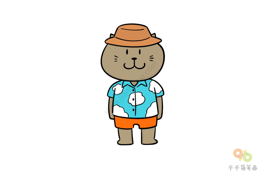 猫咪大叔简笔画步骤图