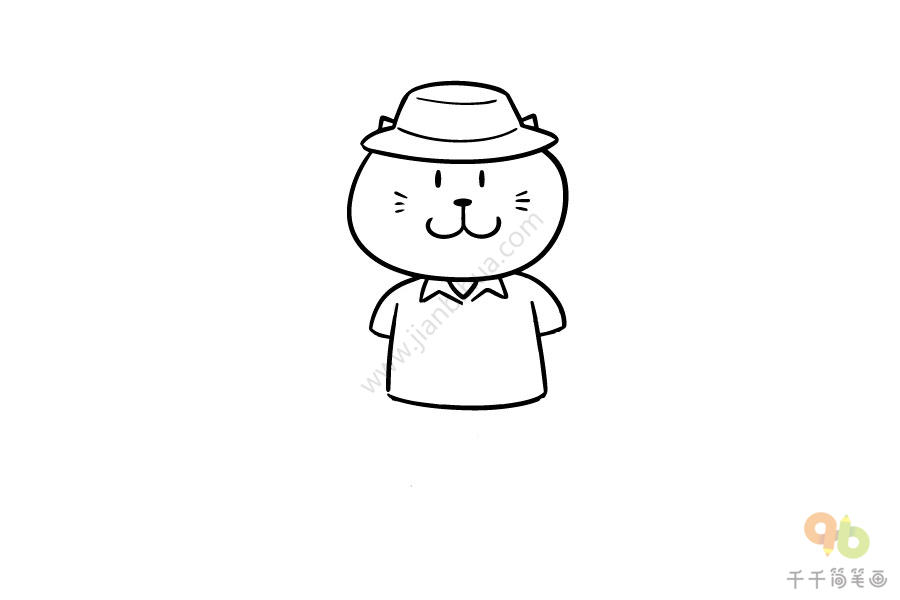 猫咪大叔简笔画步骤图