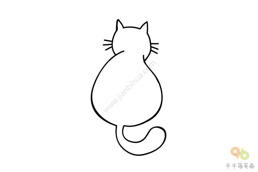猫坐着的背影简笔画图片