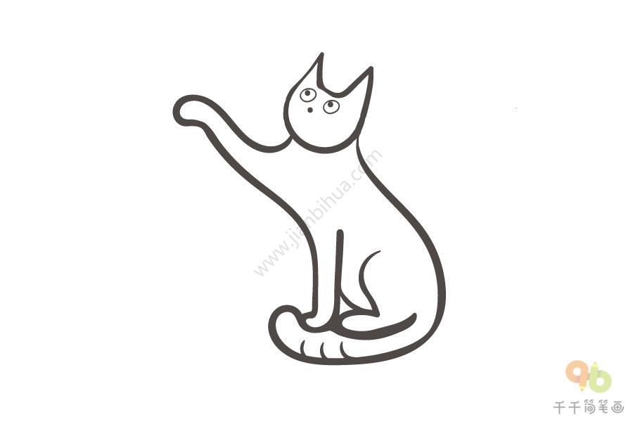 伸手的猫简笔画步骤图