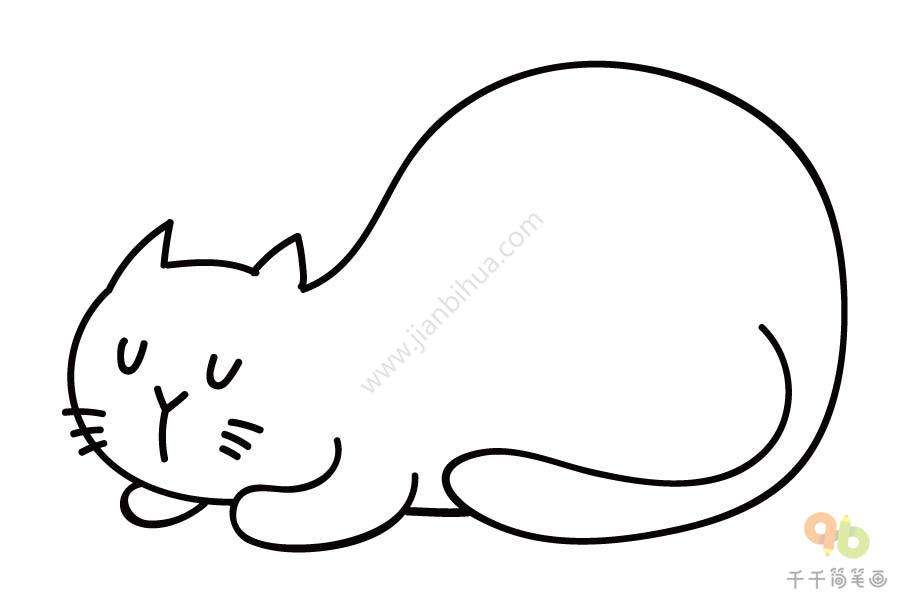 趴着的小猫简笔画