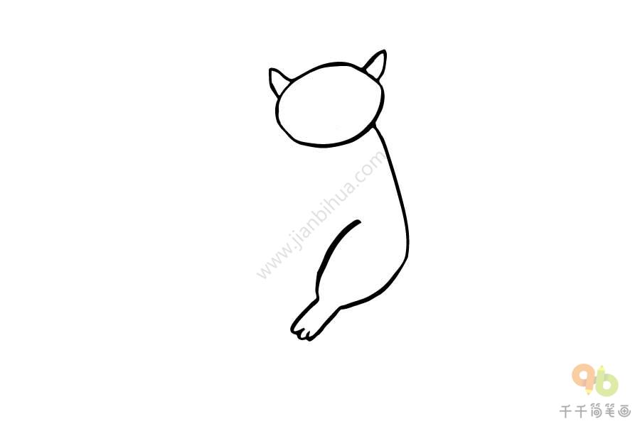 站起来的的猫简笔画步骤图