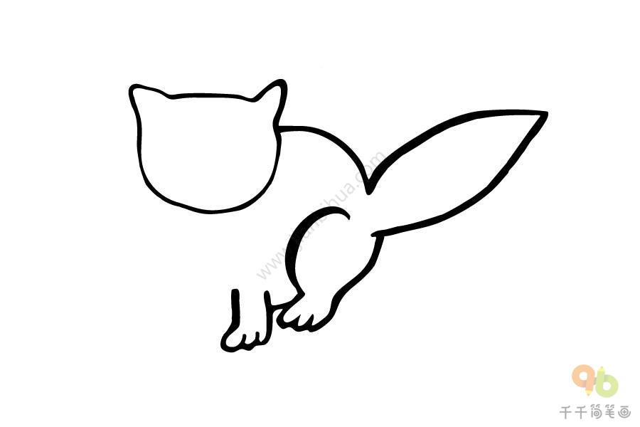 胖尾巴小猫简笔画