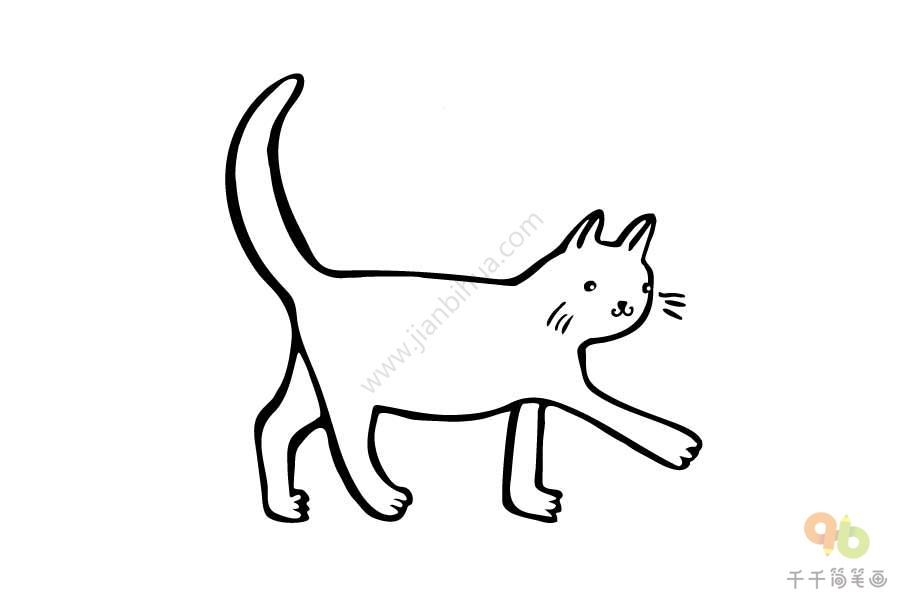 行走的猫简笔画