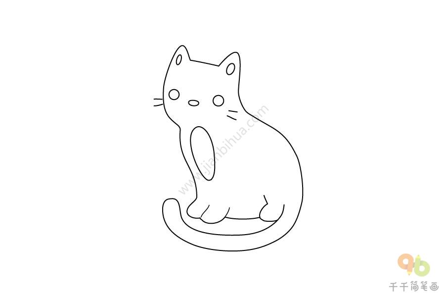 长尾巴猫简笔画步骤图