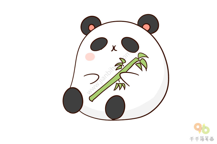q版熊猫吃竹子简笔画图片