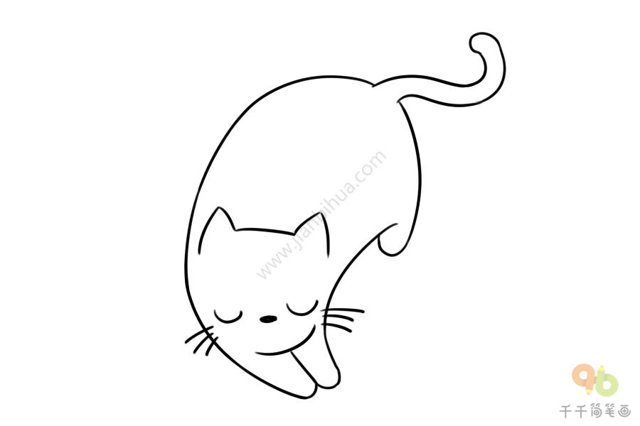 伸懒腰的猫 简笔画图片