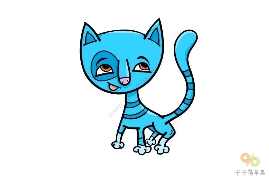 怪物大蓝猫简笔画图片