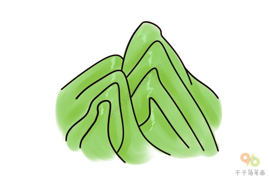 青山的简笔画绿草图片