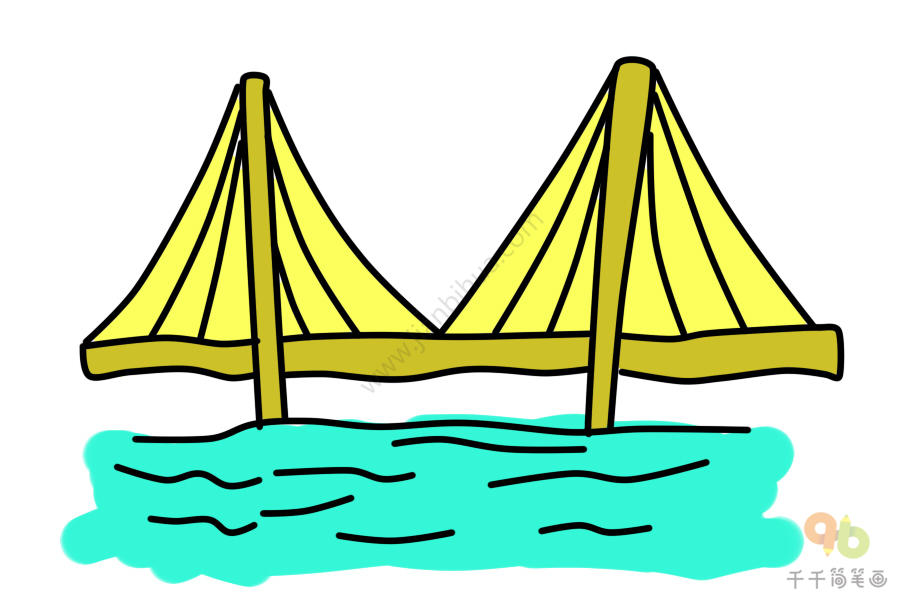 世纪大桥绘画图图片