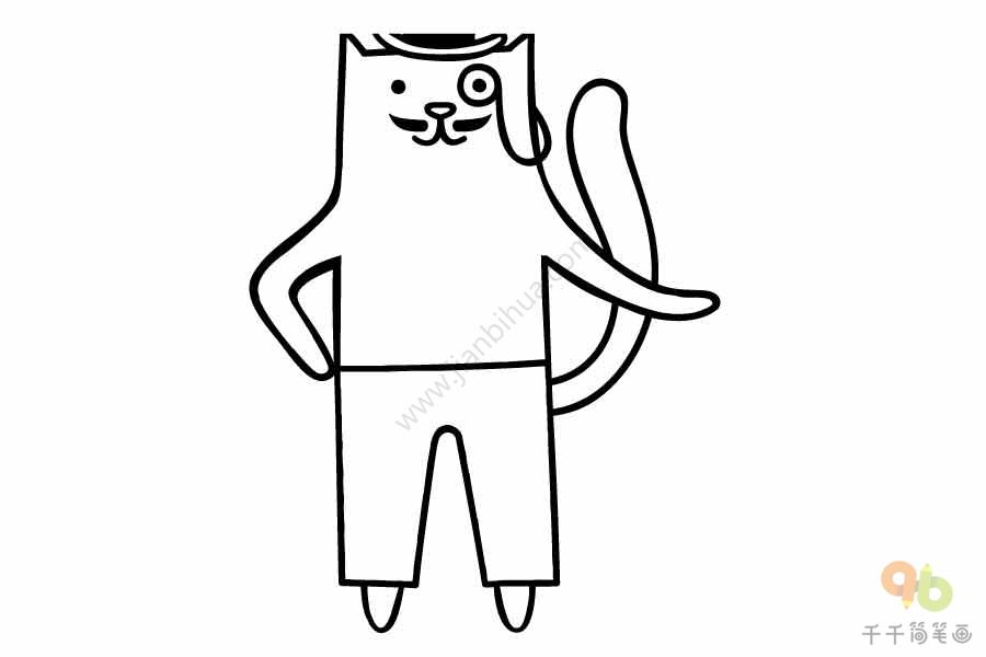 绅士猫简笔画画法
