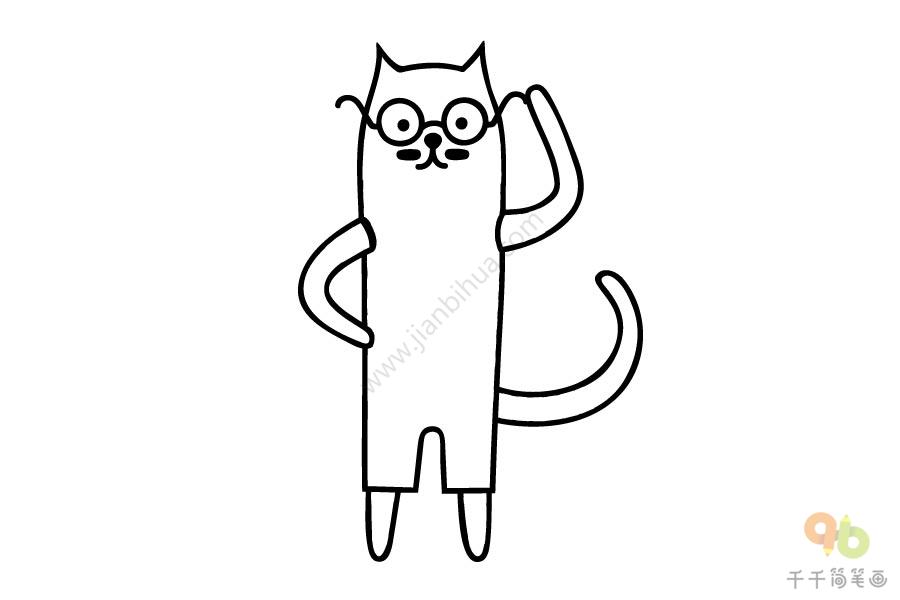 敬礼猫简笔画 猫简笔画
