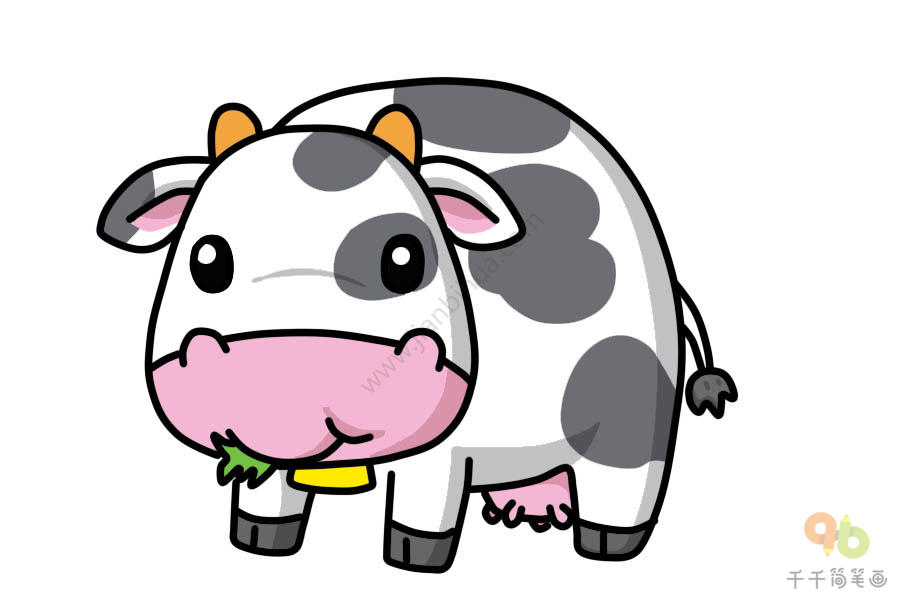 正在吃草的奶牛简笔画