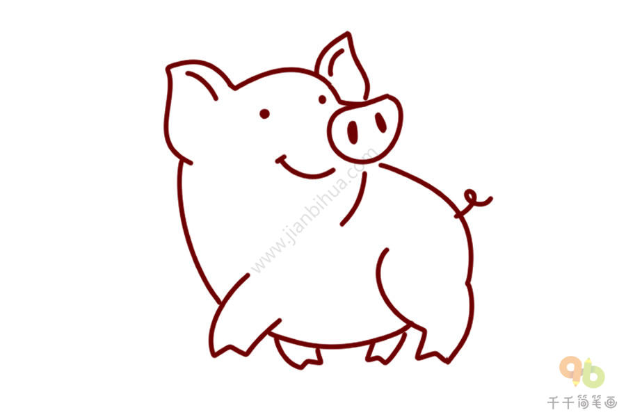 猪怎么画简笔画 全身图片