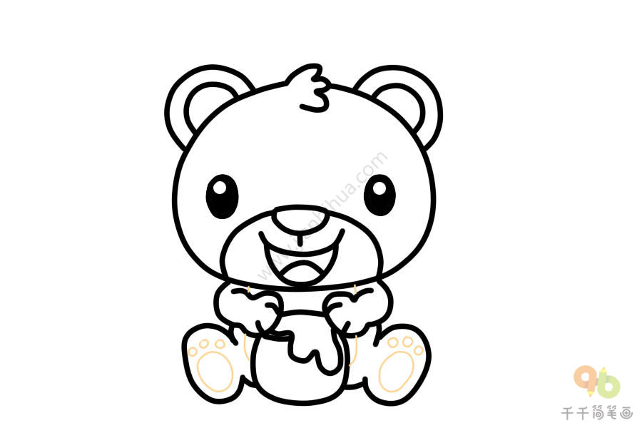 小熊吃蜂蜜简笔画图片