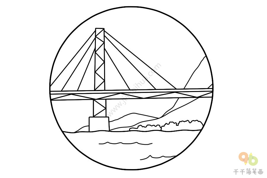 钢索桥简笔画图片