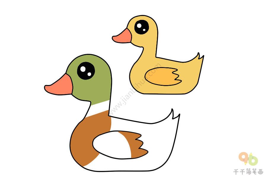 两只小鸭简笔画图片