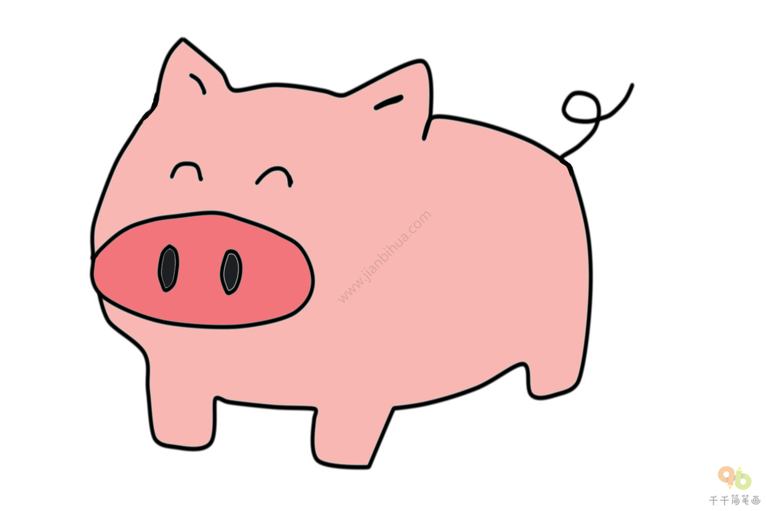 粉色小胖猪简笔画