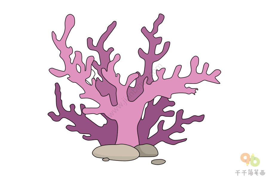 彩色简笔画海底珊瑚图片