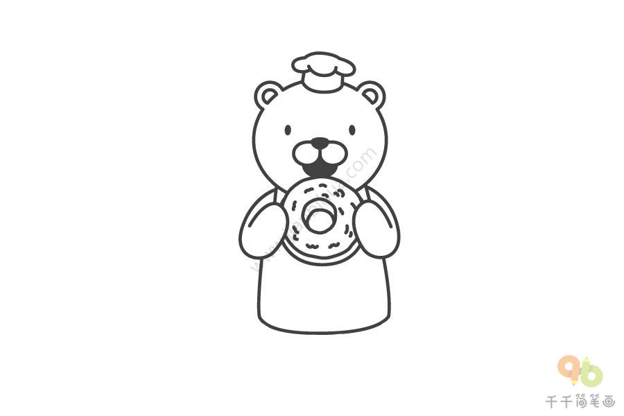 吃甜甜圈的小熊简笔画