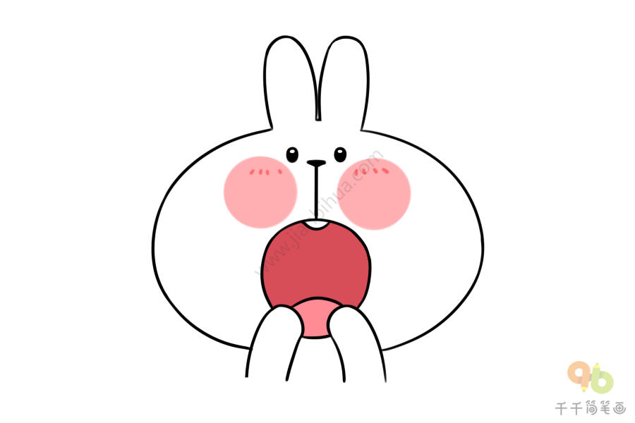 张大嘴的兔子头像简笔画
