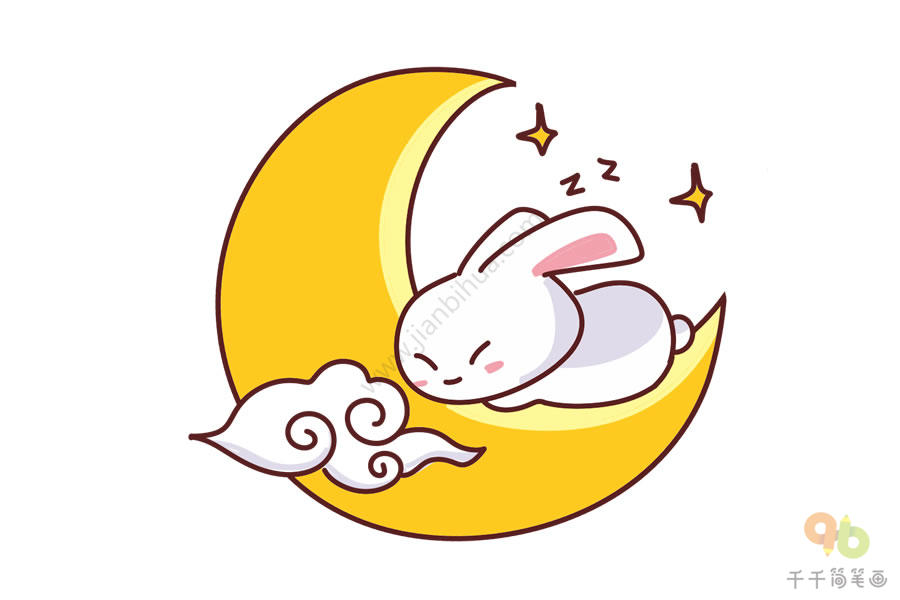 兔子月亮简笔画图片