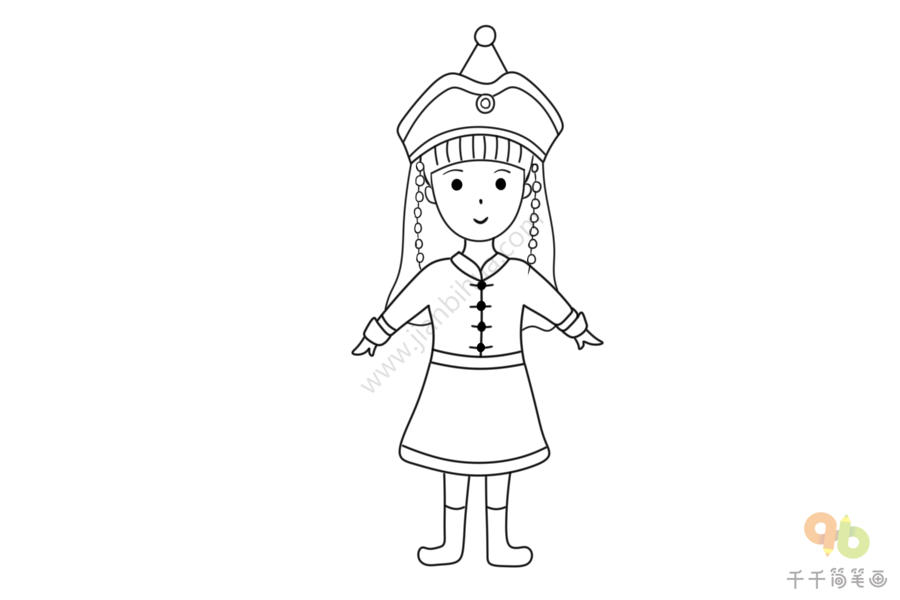 蒙古族小姑娘简笔画图片