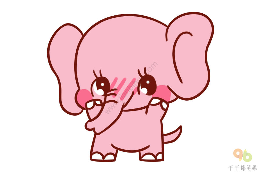 粉红小象简笔画步骤图