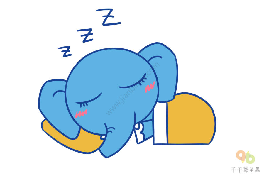 睡觉的大象简笔画步骤图