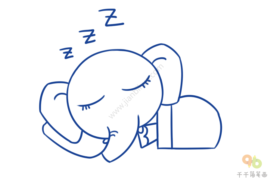 大象睡觉简笔画简单图片