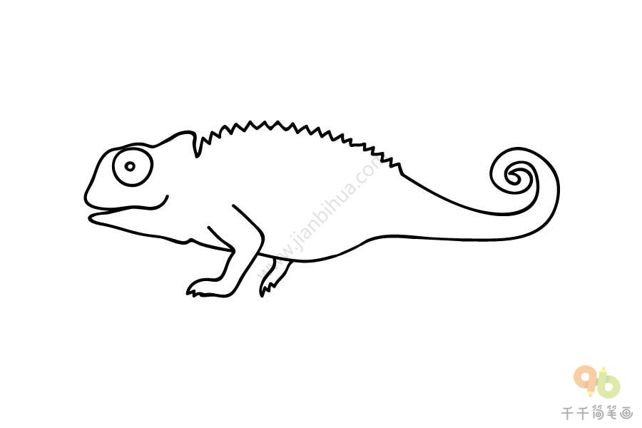 草绿色变色龙简笔画