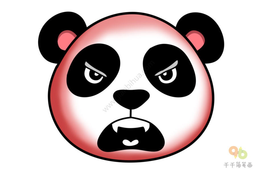 咬牙切齿的熊猫动物头像简笔画