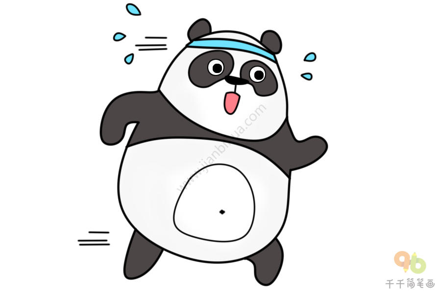 熊猫简笔画奔跑图片