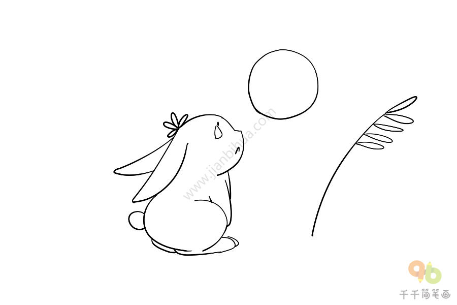 画小兔子的简笔画望月图片